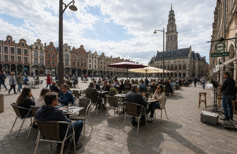 Terrasses et commerces du centre-ville d'Arras